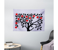 Black Tree Ripe Fruit Art Wide Tapestry