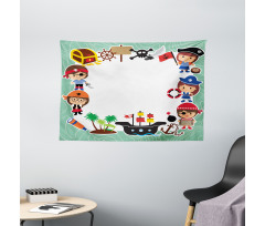 Pirate Children Ship Wide Tapestry
