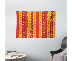 Cat Dog Paw Trace Pattern Wide Tapestry