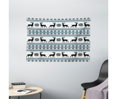 Zigzag Reindeer and Snow Wide Tapestry