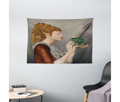 Princess Kissing Frog Wide Tapestry