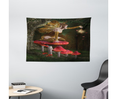 Mythical Fairy Mushroom Wide Tapestry