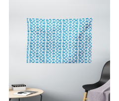 Blue Animal Kids Theme Wide Tapestry