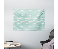 White Fluffy Clouds Wide Tapestry