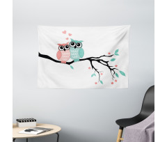 Owl Couple Wide Tapestry