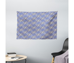 Geometric Azulejo Design Wide Tapestry