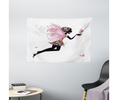 Floral Dressed Angel Wide Tapestry