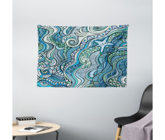 Underwater Wildlife Ethnic Wide Tapestry