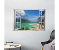 Tropic Scene in Window Wide Tapestry