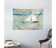 Monet Sailing Boat Wide Tapestry