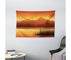 Abstract Mountains Sunset Wide Tapestry