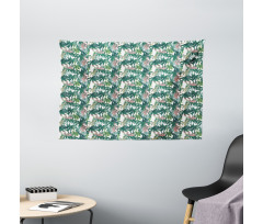 Dreamy Jungle Foliage Wide Tapestry