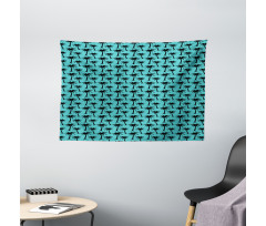 Silhouettes on Blue Wide Tapestry