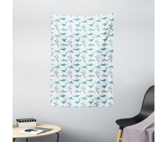 Scary Predators with Fins Tapestry