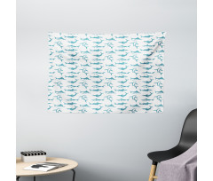 Scary Predators with Fins Wide Tapestry