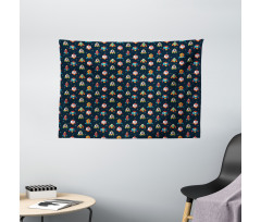 Cartoon Style Space Wide Tapestry