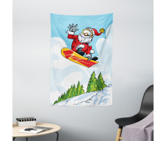 Jump on Snowboard Pines Tapestry