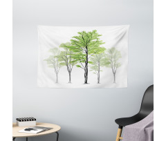 Hand Drawn Nature Motif Wide Tapestry