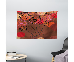 Floral Line Stalks Wide Tapestry