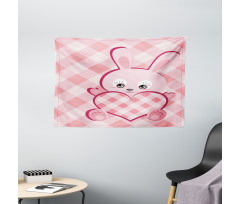 Diamond Shape Bunny Heart Wide Tapestry