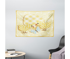 Plaid Patterned Animals Wide Tapestry