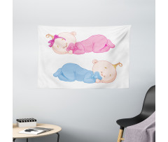 2 Charming Twins Asleep Wide Tapestry