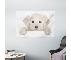 Puppy Hiding Paws Wide Tapestry