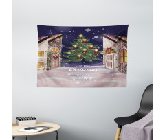 Snowy Streets Carol Wide Tapestry