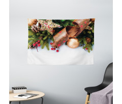 Pine Cones Garland Wide Tapestry