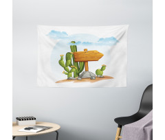 Cartoon Desert Flora Wide Tapestry