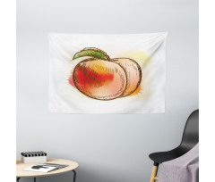 Fresh Fruit Sketch Art Wide Tapestry