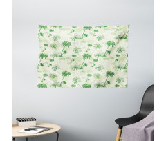 Sketch Style Palm Trees Wide Tapestry