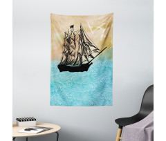 Vintage Ship Motif Tapestry