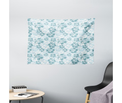 Faded Flower Silhouettes Wide Tapestry