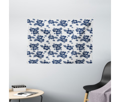 Monochrome Flower Art Wide Tapestry