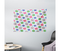 Chamomiles and Hearts Wide Tapestry