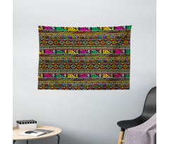 Colorful Indigenous Art Wide Tapestry