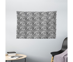 Classic Ink Art Wide Tapestry