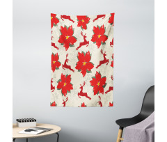 Poinsettia Reindeer Tapestry