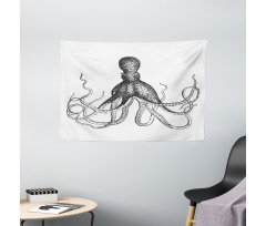 Aquatic Animal Sketch Wide Tapestry