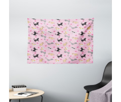 Colorful Different Cats Wide Tapestry