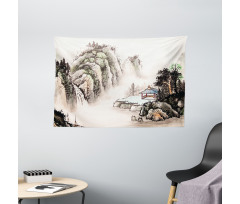 Watercolor Valley Wide Tapestry