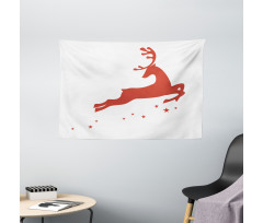 Jumping Reindeer Stars Wide Tapestry