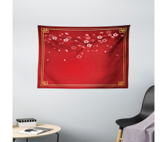 Cherry Branch Chinese Frame Wide Tapestry