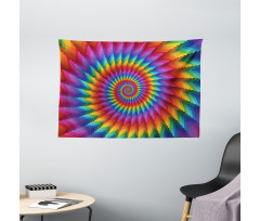Vibrant Rainbow Spiral Wide Tapestry