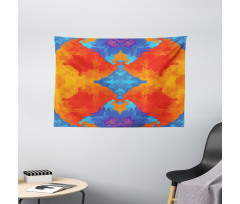 Contemporary Blue Orange Wide Tapestry
