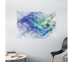 Abstract Wavy Squares Wide Tapestry