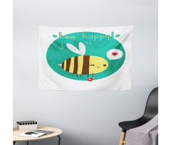 Winking Bumblebee Wide Tapestry