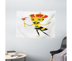 Cartoon Style Bee Wide Tapestry