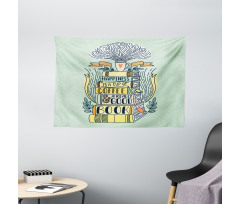 Happiness Theme Cartoon Wide Tapestry